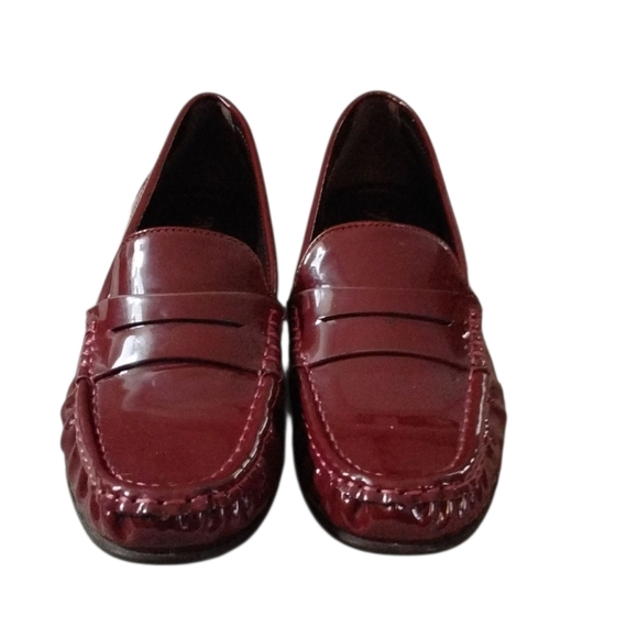 Zara Burgundy Patent Leather Loafers Size 6 - Picture 2 of 10